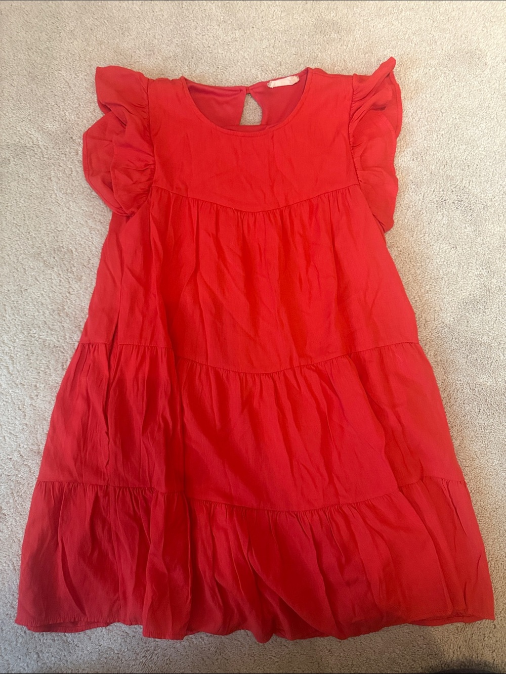 Altar'd State Red Ruffle Sleeve Tiered Dress